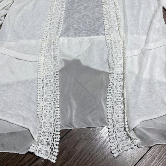Bellambra White Crochet Cotton Silk Cardigan | Size 1X | Made in Italy - Picture 4 of 11